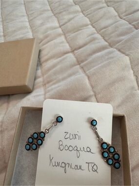 Turquoise Cluster Drop Earrings - Blue